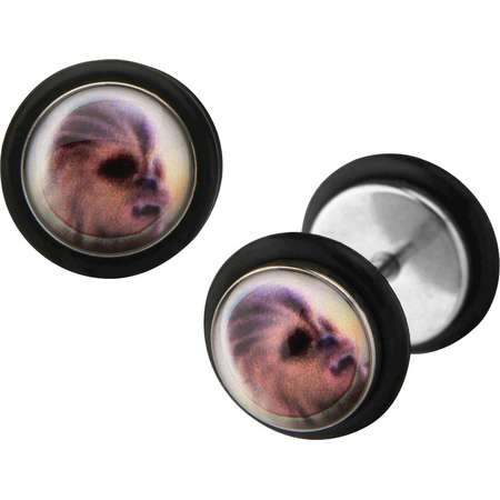 Star Wars Episode 7 Chewbacca Graphic Stainless Steel Screw Back Earrings thumb