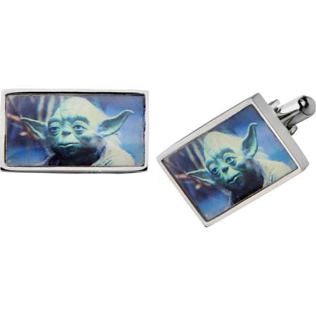 Men's Star Wars Yoda Graphic Stainless Steel Rectangular Cufflinks thumb