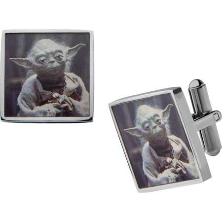 Men's Star Wars Yoda Graphic Stainless Steel Square Cufflinks thumb