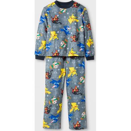 Boys' Pokemon Long Sleeve Pajama Set - Gray thumb