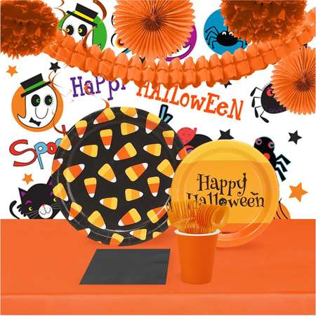 Halloween Candy Corn Tableware & Room Decoration - 16 Guest Kit thumb