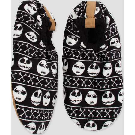 Men's Jack Skellington Fuzzy Babba Slipper Socks - Black thumb