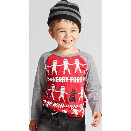 Toddler Tees Long Sleeve "Merry Force Be With You" Red - Star Wars thumb