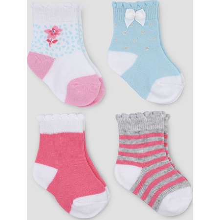 Baby Girls' 4pk Floral Crew Socks - Just One You® made by carter's Pink/Blue 0-3M thumb