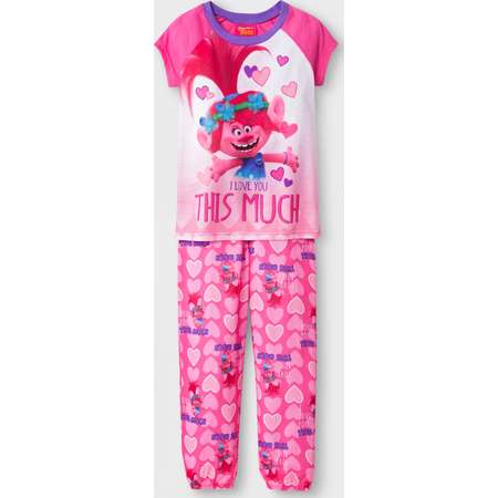 Girls' Trolls Poppy 2pc Pajama Set - Pink thumb
