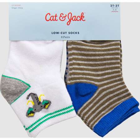 Toddler Boys' 6pk Let's Go Explore Low Cut Socks - Cat & Jack™ Heather Grey thumb