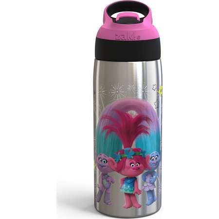 Trolls 19oz Stainless Steel Water Bottle Pink/Black - Zak Designs thumb