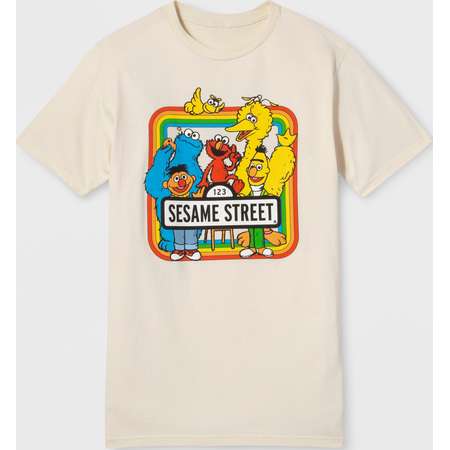 Men's Short Sleeve Sesame Street Crew T-Shirt - Cream thumb