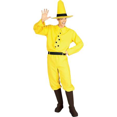 Men's Curious George Man In Yellow Hat Costume - One Size Fits Most thumb