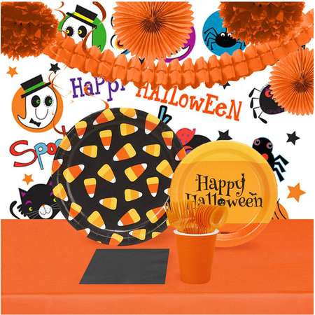 Halloween Candy Corn 16 Guest Tableware Room Decoration Kit thumb