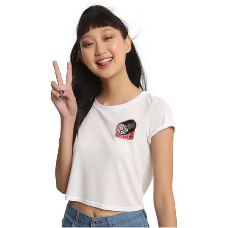 That's How I Roll Sushi Patch Girls Crop Top thumb