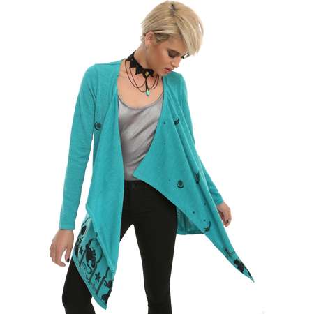 Disney Aladdin Jasmine Teal Girls Open Cardigan thumb