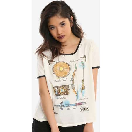 The Legend Of Zelda The Breath Of The Wild Inventory Girls Ringer T-Shirt thumb