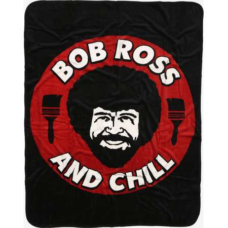Bob Ross And Chill Red Throw Blanket thumb