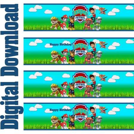 Paw Patrol Water Bottle Labels, Paw Patrol Wrap Labels, Paw Patrol Birthday Party Decorations, Party Supplies, Drink Labels, thumb