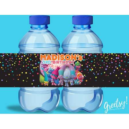 Trolls Water Bottle Labels, Trolls Birthday Labels, Trolls Party Labels, Trolls Printable Supplies, Trolls Party Supplies, Trolls Labels thumb