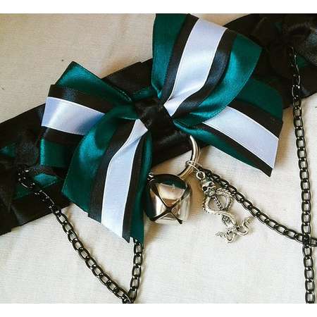 SLYTHERIN Kitten Play Collar Death Eaters, Draco Malfoy Cosplay Bdsm Collar, Harry Potter Cosplay Kitten Play Collar, Green and Black Bdsm thumb