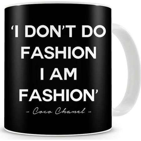 Black & White 'I don't do fashion, I am fashion' Coco Chanel Quote Ceramic 11oz Mug, Unique / Gift, classy, fabulous, sassy quotes , tea mug thumb