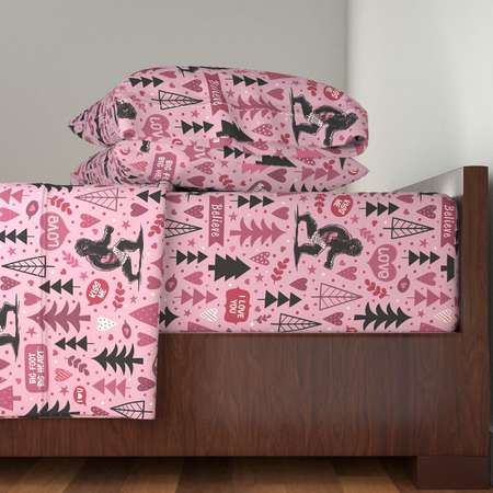 I Heart Bigfoot Sheets - Big Foot Big Heart by mariafaithgarcia - Squatch Valentine Cotton Sateen Sheet Set Bedding by Spoonflower thumb