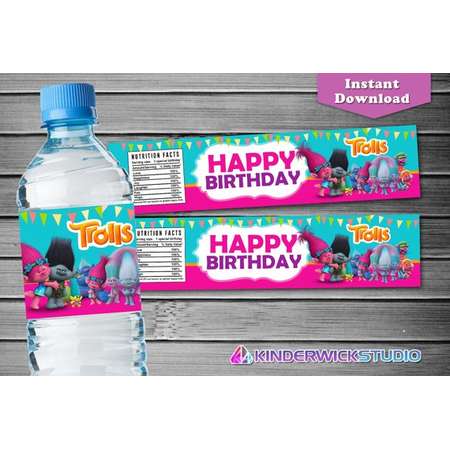 Trolls Water Bottle Label, Trolls Birthday Water Bottle Label, Trolls Label, Trolls Party Supply, Trolls Birthday tag, Trolls Birthday Label thumb