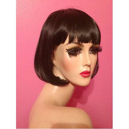 90s PULP FICTION Mia Wallace Bob Wig Custom Costume Professional Drag Queen Halloween Burlesque Cosplay Retro Blond Black Brown Auburn White thumb