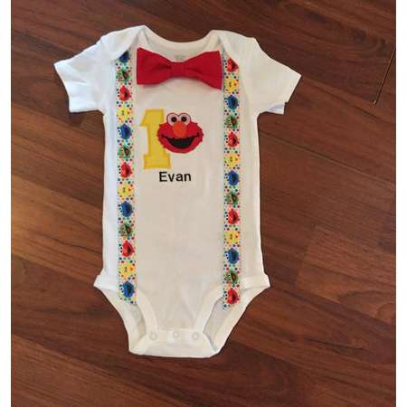 Elmo Personalized Embroidered First birthday, Boys birthday outfit, Baby boy first birthday, Elmo party, Sesame Street thumb