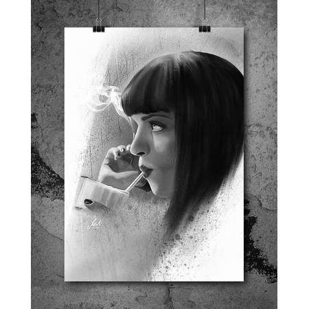 Mia Wallace, Uma Thurman, Pulp Fiction, Artwork, Handmade, Printable Art, Poster, Instant Download, Digital Print, Decor, Wall Art, Download thumb