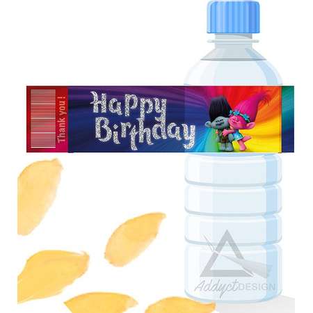 Trolls Inspired Water Bottle, Label Trolls Bottle ,Label Trolls Water Bottle, Label Trolls Birthday Party Trolls Party Supplies Trolls Label thumb