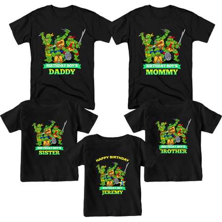 Teenage Mutant Ninja Turtles Birthday Shirt Custom T-Shirt Name and Age Personalized TMNT Birthday Shirts Family Birthday T-Shirts thumb