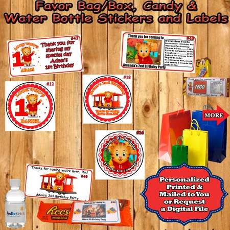 Daniel Tiger Birthday Stickers Round Stickers Favor Bag Box Stickers Water Bottle Labels 1 sheet Personalized Custom Made thumb