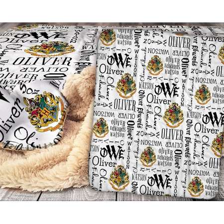 Personalized Harry Potter Name Blanket - Sherpa Throw Blanket - HP Inspired Name Blanket - Personalized Hogwarts Blanket thumb