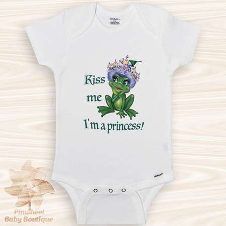 Frog Onesie® Frog Baby Clothes Funny Baby Girl Onesie Kiss Me I’m a Princess Onesie Baby Shower Gift Animal Onesie Frog Shirt Newborn Outfit thumb
