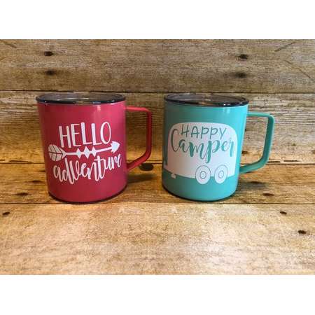 Custom Coffee Mug, Happy Camper Coffee Mug, Hello Adventure Camping Mug, Personalized Coffee Mug, Hot Coco Mug thumb