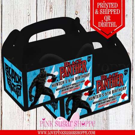 Black Panther Favor Bags - Custom Gable Box - Black Panther - Black Panther Labels - Black Panther Gable - Printable - Printed -Goodie Boxes thumb