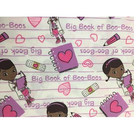 Doc Mcstuffins Fabric Book of BooBoos pink on White Poly/cotton Character Fabric Springs Creative Juvenile Girl Fabric thumb