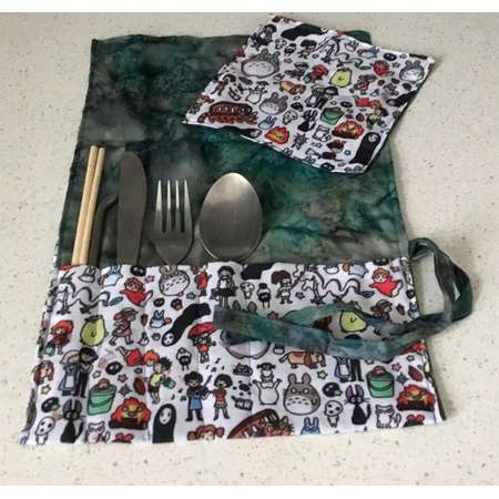 Cutlery Wrap / Roll - Studio Ghibli or Pokemon thumb
