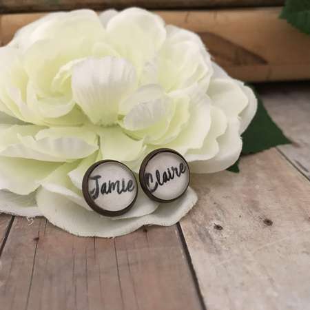 Outlander Couple Earrings, Jamie and Claire Earrings, Jamie Fraser, Bookworm Earrings, Bookish Earrings, Bookworm, Book Lover, Book Gifts thumb
