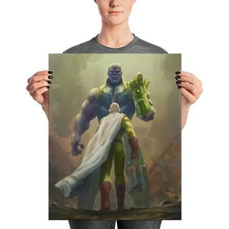 One Punch Man, Saitama Vs, Thanos Infinity War Anime Painting, Print Poster, Parody Anime, Anime Commission Art, Christmas Gift, For Otaku thumb
