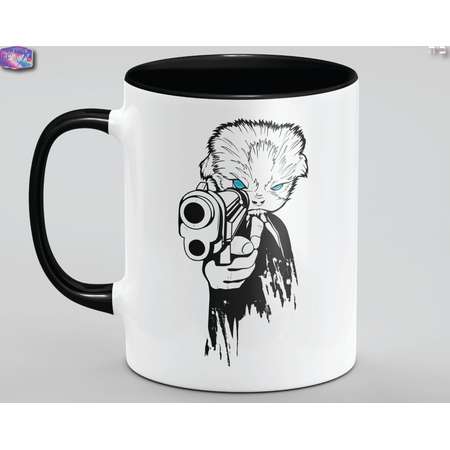 Pulp Fiction - Cat | Birthday Gift Present | Funny Mug | 11oz Mug | Coffee Mug | Pulp Fiction | Cat With Gun thumb