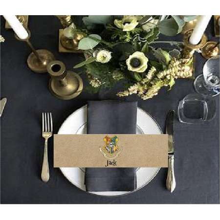 Personalized Harry Potter Hogwarts houses napkin ring custom utensil holder Gryffindor place setting wedding Slytherin Hufflepuff Ravenclaw thumb