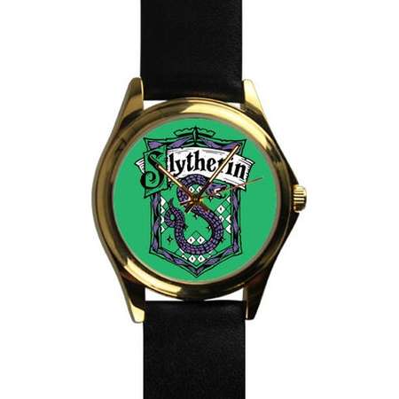 Slytherin House Harry Potter Wizard School of Magic Gold Leather Strap Watch thumb