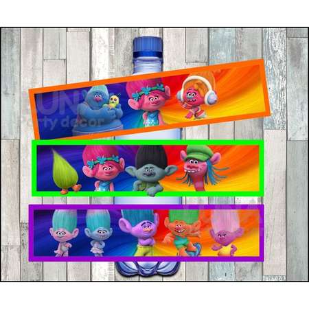 Trolls Water Bottle Label instant download, Printable Trolls party Water Bottle Label, Trolls Water Bottle thumb