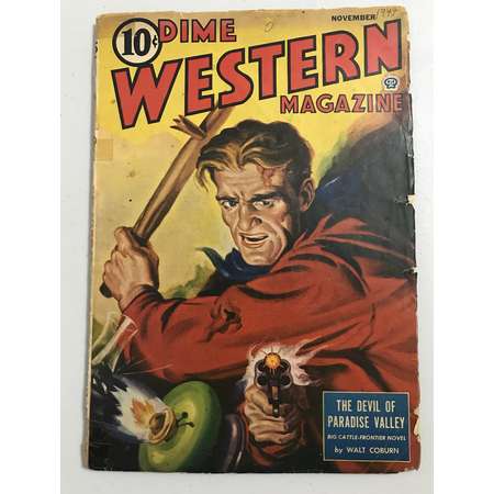 November 1944 Dime Western Magazine Cowboy Short Stories Pulp Fiction Novelettes. thumb