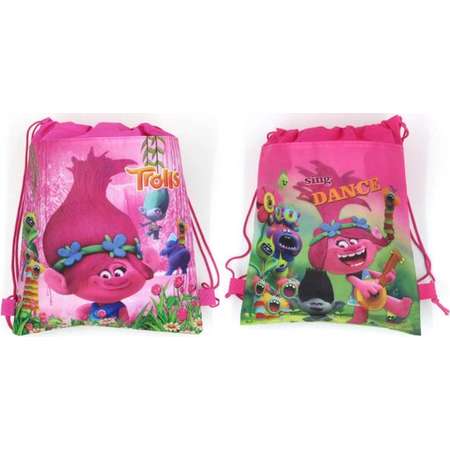 12 Piece Trolls Dreamworks Drawstring Bag Backpack for Party Favors Goodie Gift Birthday Bags Poppy Branch thumb