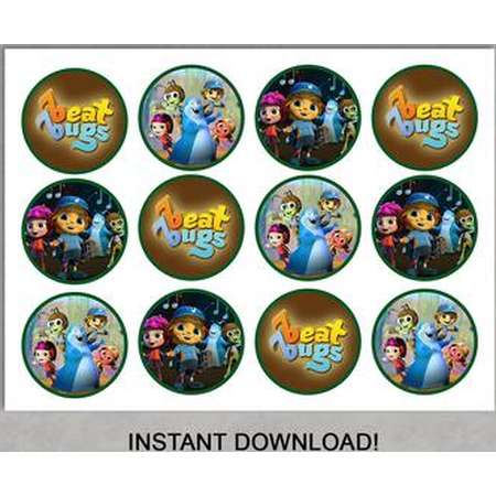 Beat Bugs Inspired Cupcake Toppers Printable Birthday DIY Decorations Instant Download Jpeg Pdf No waiting! 2.5 inch thumb