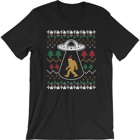Santa Claus Bigfoot T-Shirt Yeti Ufo Alien Sasquatch Ugly Sweater Tee Unisex Men Women Kids Holiday Gift Idea thumb