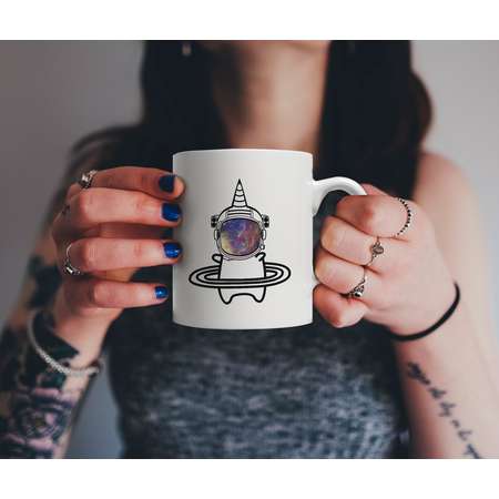 Funny Unicorn Helmet Astronaut Mug | Cute Magical Rainbow Galaxy Gift - Let's Explore Space and Find Alien Life! thumb