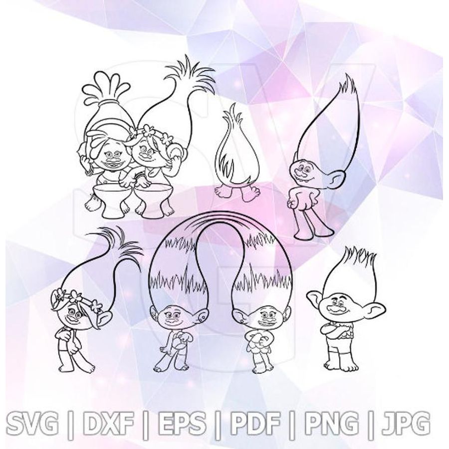 Download Set Of 16 Colored Trolls Digital Cut File Instant Download Troll Hair Don T Care Dxf Eps Jpg Png Svg Formats Troll Svg Troll Birthday Craft Supplies Tools Paper Party Kids