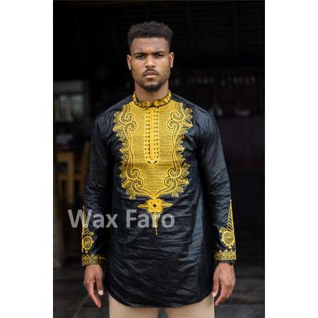 African men tunic embroidered SHAKA BLACK PANTHER thumb