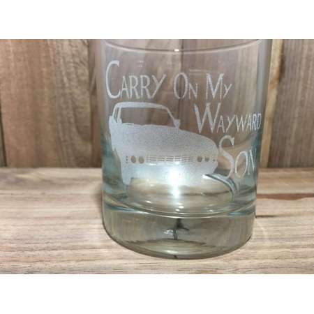 Custom Engraved Carry On My Wayward Son whiskey glass, Supernatural, glass, beer mug, glasses, Impala, Sam, Dean, thumb